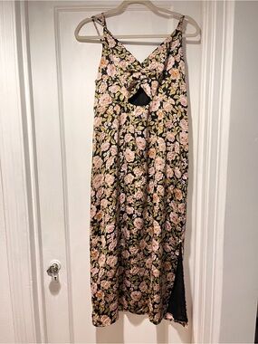 minkpink yasamin tiered midi dress MINKPINK Yasamin Tiered Midi Dress in Black & Gold
